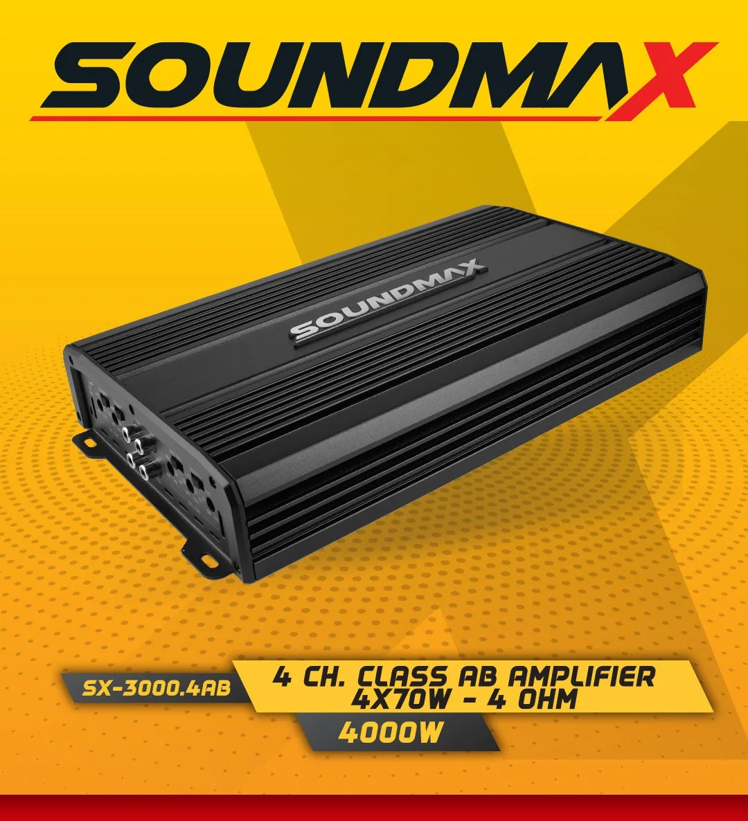 

SX-3000.4AB автомобильный усилитель 4 канала RMS 4 Ом: 4 канала × 70 Вт • RMS 2 Ом: 4 канала × 85 Вт