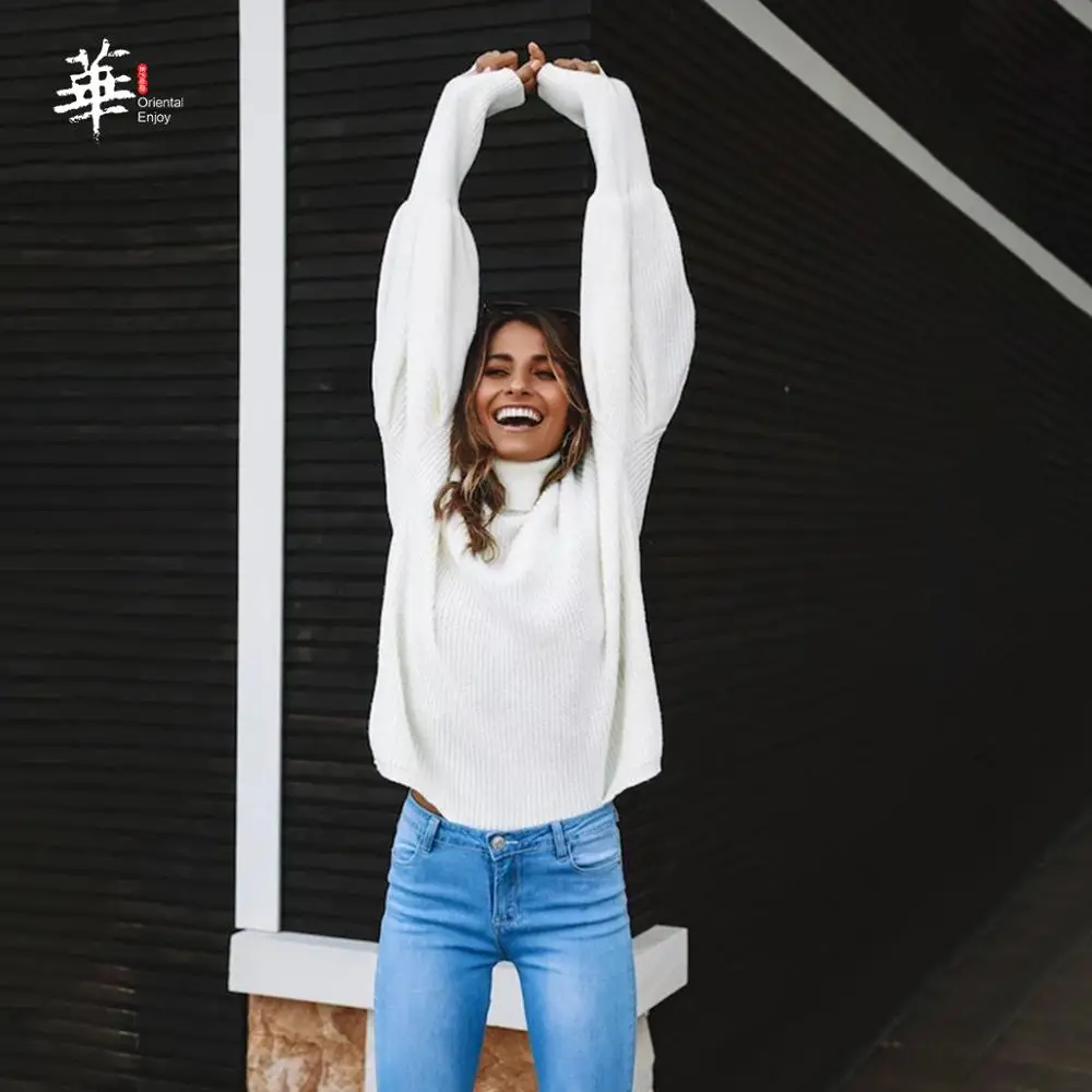 Водолазка вязаный свитер осень зима многоцветный длинный рукав фонариков