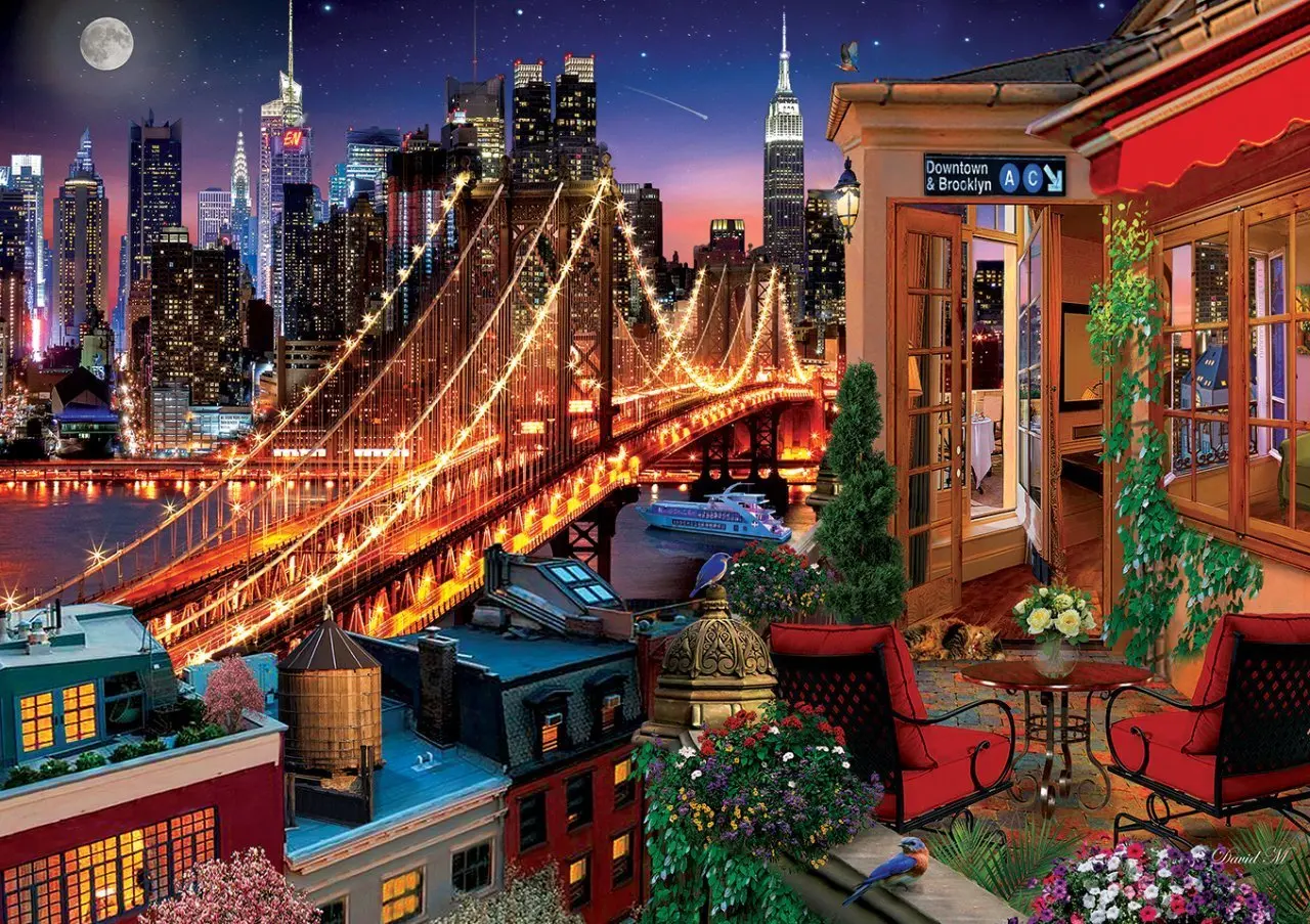 

Art Puzzle Terrace Brooklyn 1500 Piece Jigsaw Puzzle fun toys gift wall decoration for Adults Teenagers