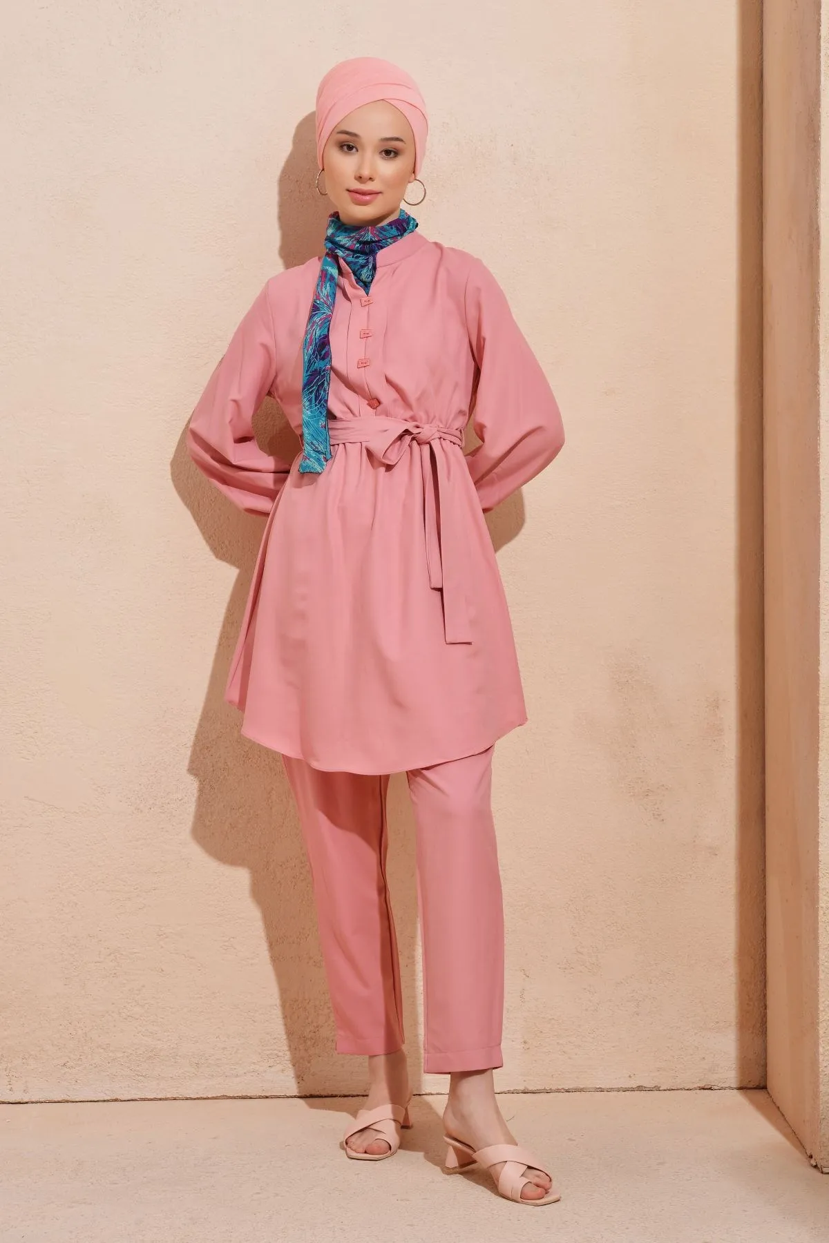 

Judge Collar Half-Pleated Double Suit Turkey Muslim Clothes Tunic Long Trousers Women Combination New Season Women's Casual