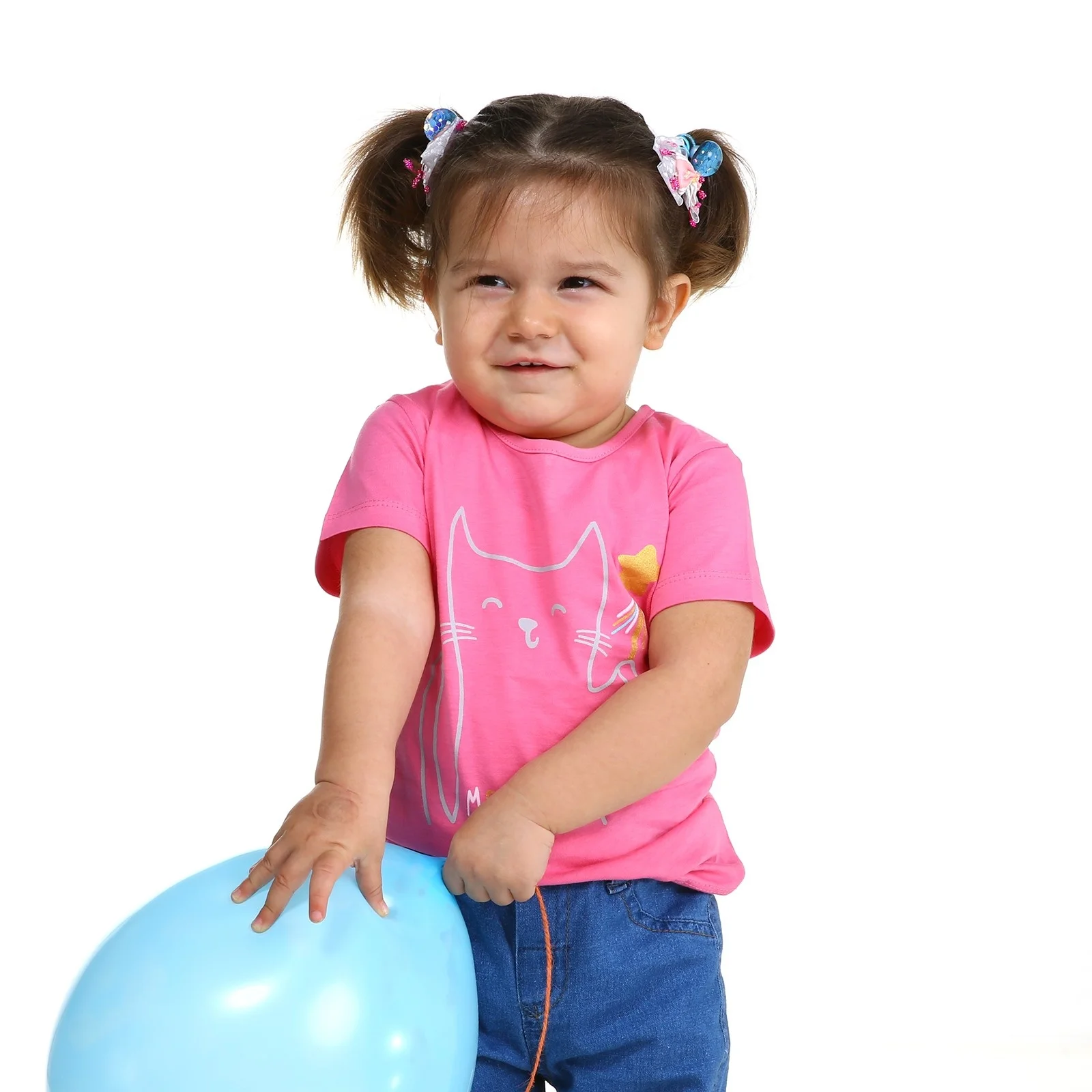 Розовый Ebebek HelloBaby/Базовая футболка для маленьких девочек; Повседневная хлопковая футболка с короткими рукавами и круглым вырезом; одежда для малышей; Топ; рубашка - Цвет: Розовый