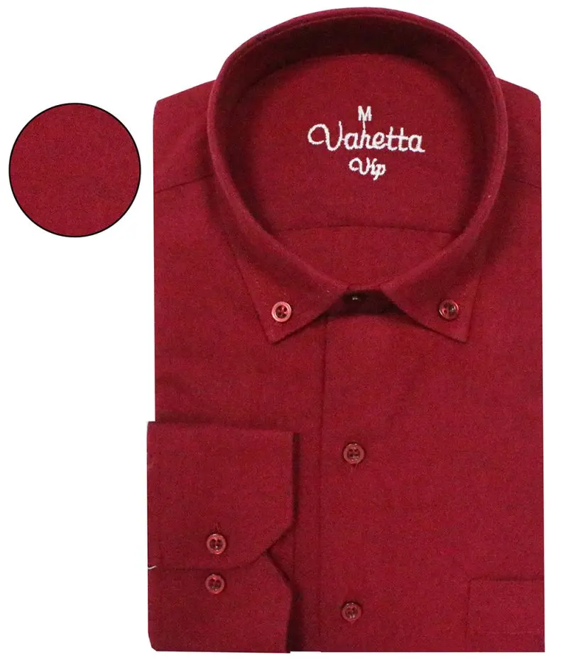 Фланелевая Мужская рубашка однотонная красная рубашки с длинными рукавами для