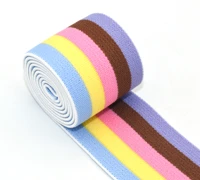 1 5 inch elastic band used high elastic polyester webbing for clothing design rainbow striped elastic band garment accessories