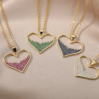 2022 unique design hollow heart wedding necklaces for women aaa cz heart pendant necklace valentines day gift