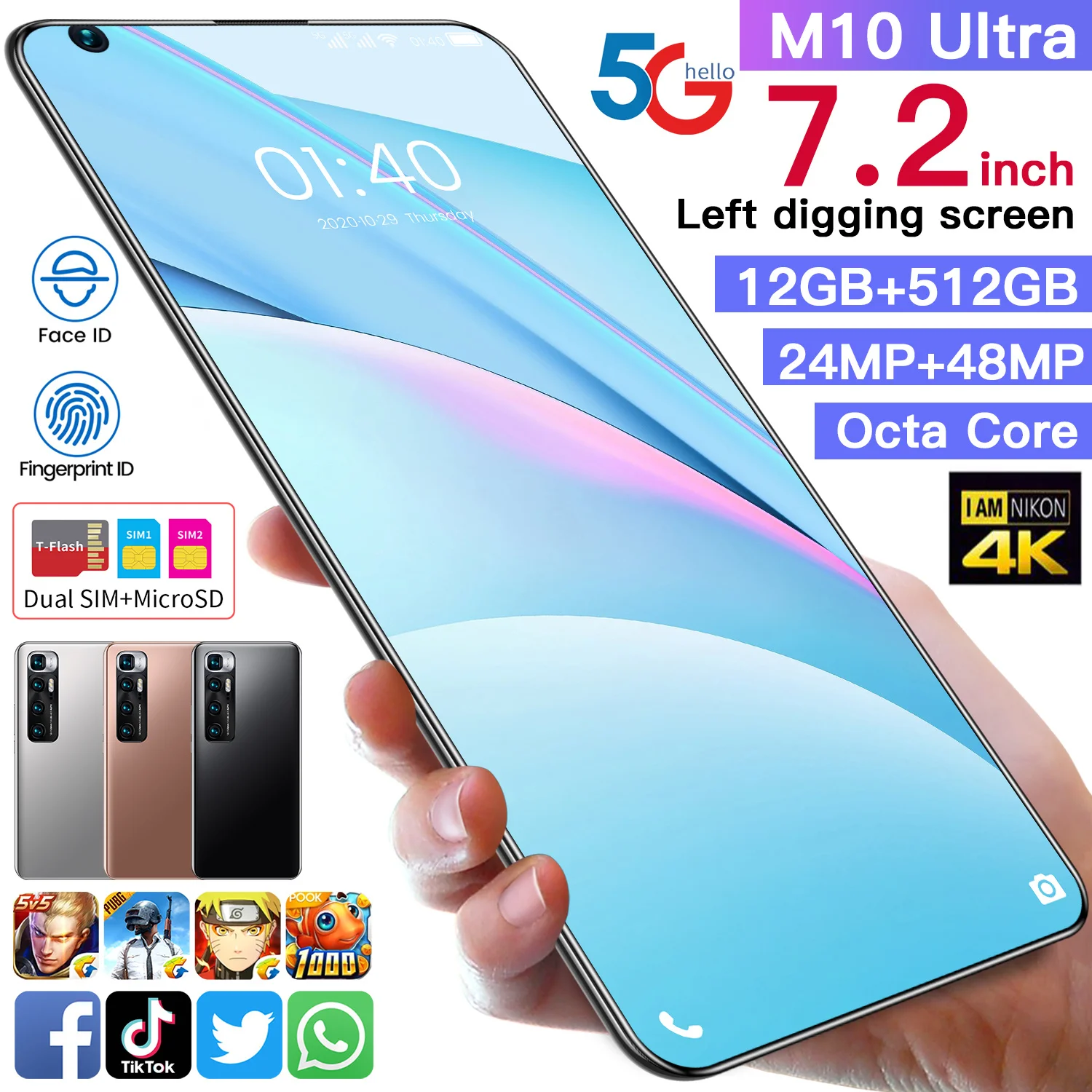 

M10 Ultra, 7,2 , 12 + 512 , Face ID, Google Play, Android