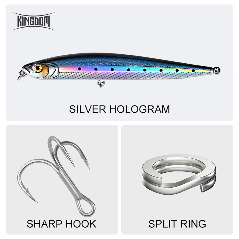 Kingdom Fishing Тонущая приманка карандаш 95 мм 19 г 80 мм 14 г 70 мм 9 г искусственная жесткая приманка воблеры Новое поступление для морского окуня модель 7504