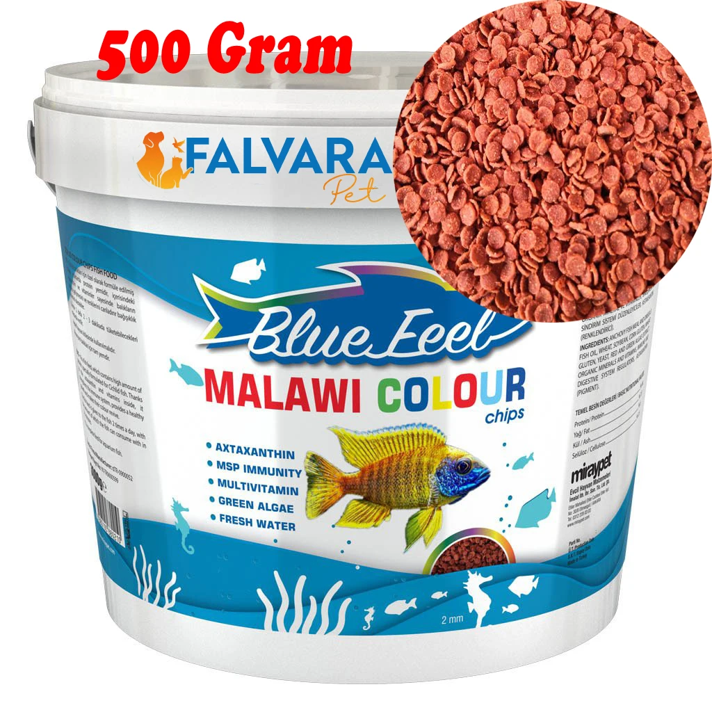 250 grams Blue Feel Malawi Colour Chips Bucket Compartment Cichlid Fish Food , Granular Fish Food