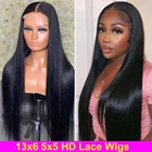 Необработанные индийские прямые волосы 13x 6, парики из человеческих волос на сетке спереди, парики HD на сетке спереди, предварительно выщипанные волосы 5x5, парик на сетке, натуральный черный