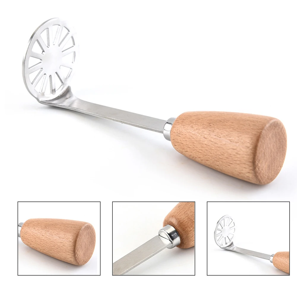 

Potato Masher Mashed Potato Maker Stainless Steel Fruit Vegetables Masher WoodenHandleKitchenTool Accessories