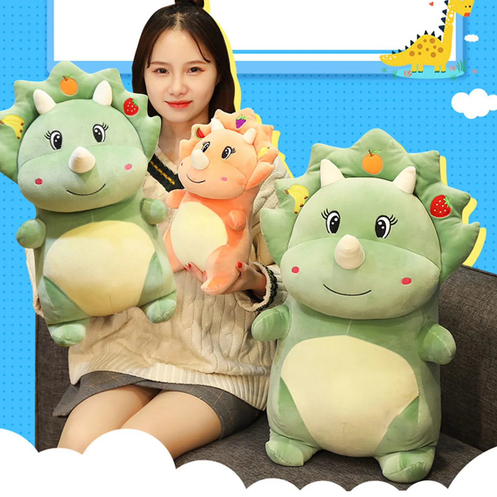 

Cute Dinosaur Children's Birthday Doll Super Soft Short Plush Toy(Triceratops) Kids Doll Stuffed Toys For Chidren Christmas Gift