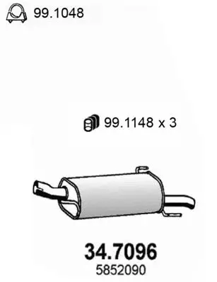 Задний резонатор глушителя OPEL ASTRA G 1.2 16V 98/00 ASSO 34709|Шумоглушители| |