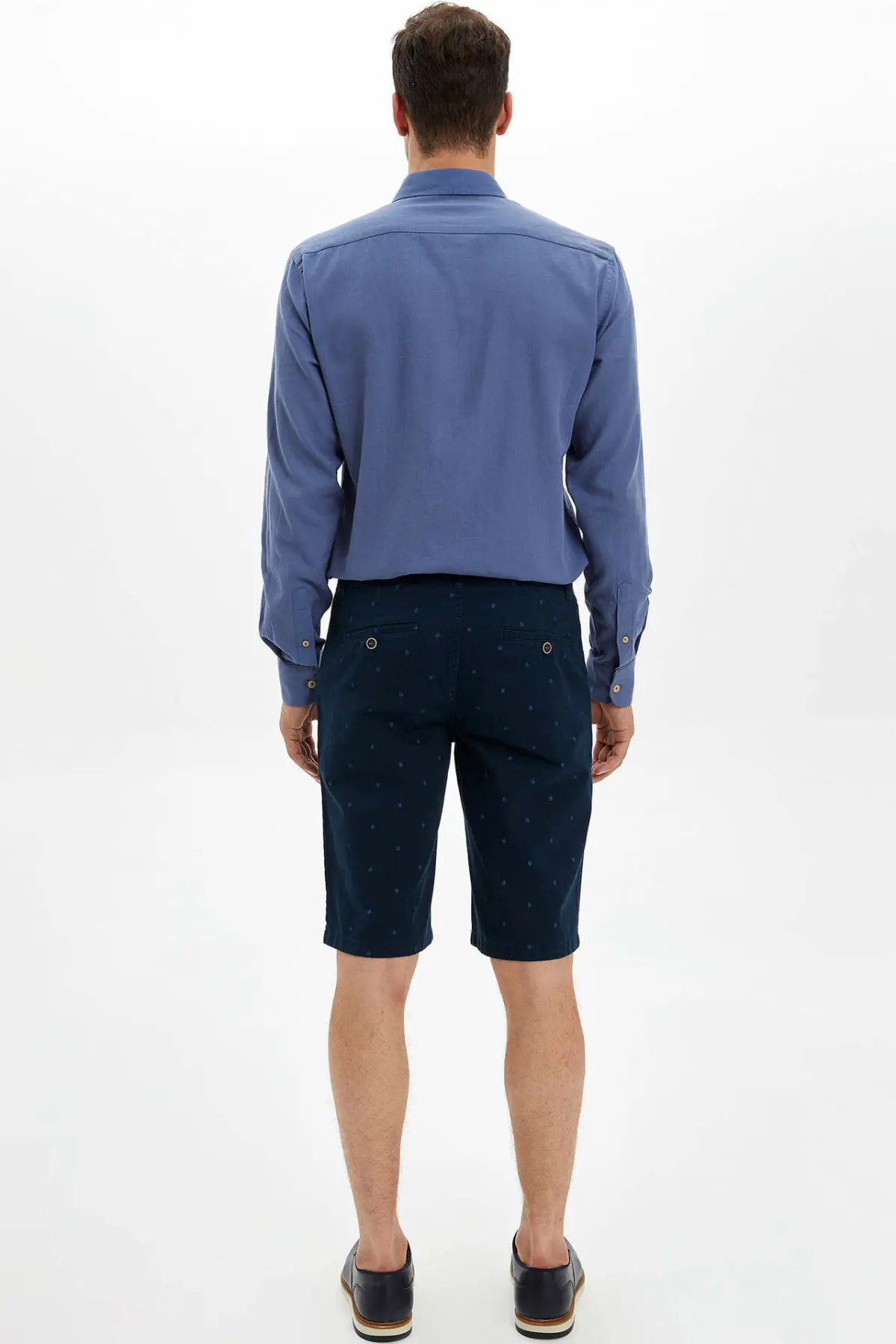 DeFacto мужские рубашки синего цвета на лето и осень повседневные смарт-рубашки с