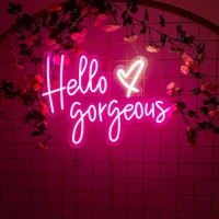 custom neon sign hello gorgeous with heart neon lights led for wall bedroom restaurant shop window bar party wedding decoration