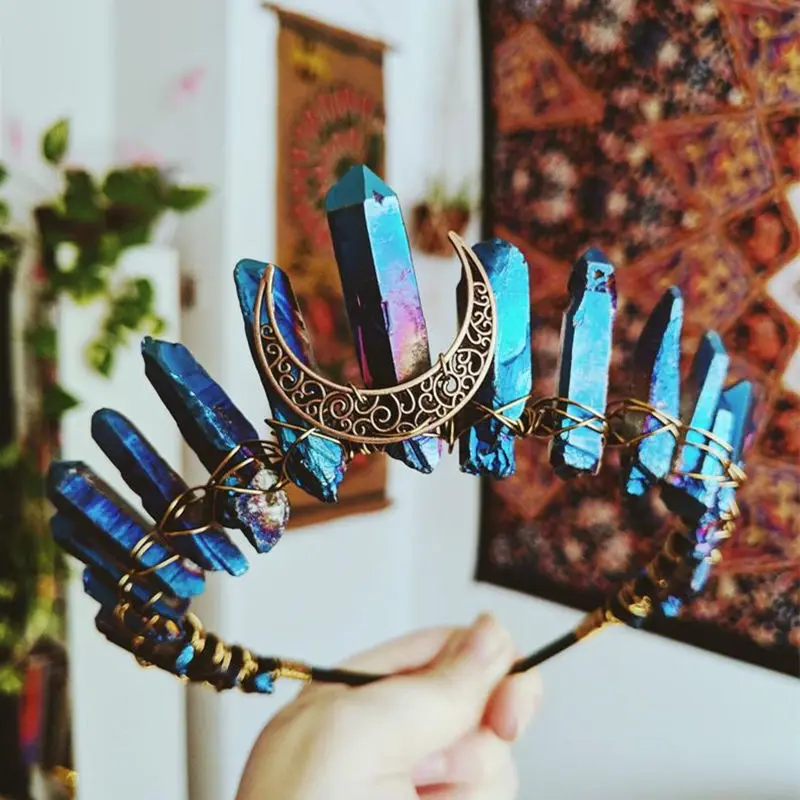 Популярная винтажная повязка для волос в виде Луны и волшебника этническая Тиара