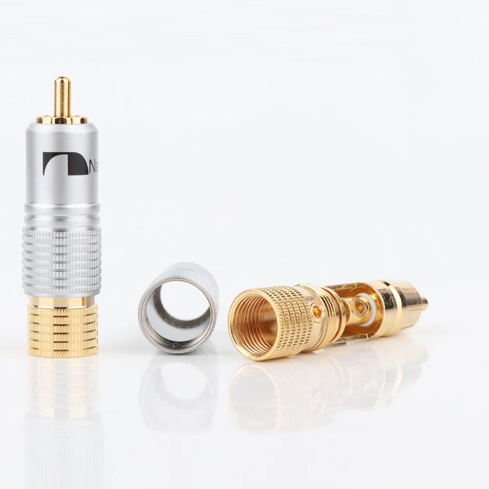 Новинка позолоченная пара 24K Nakamichi RCA штекер аудиокабель разъем для динамика