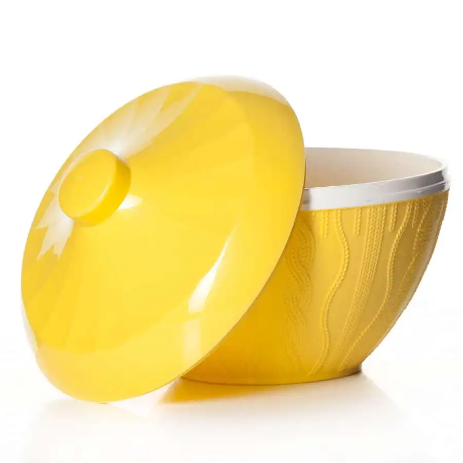 Salad Bowl melange 1 45 L with lid (yellow) | Дом и сад