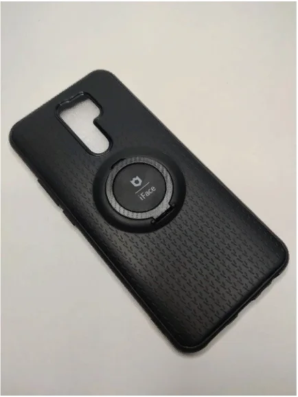 Силиконовый чехол черный для xiaomi redmi 9 с кольцом-подставкой и металлической