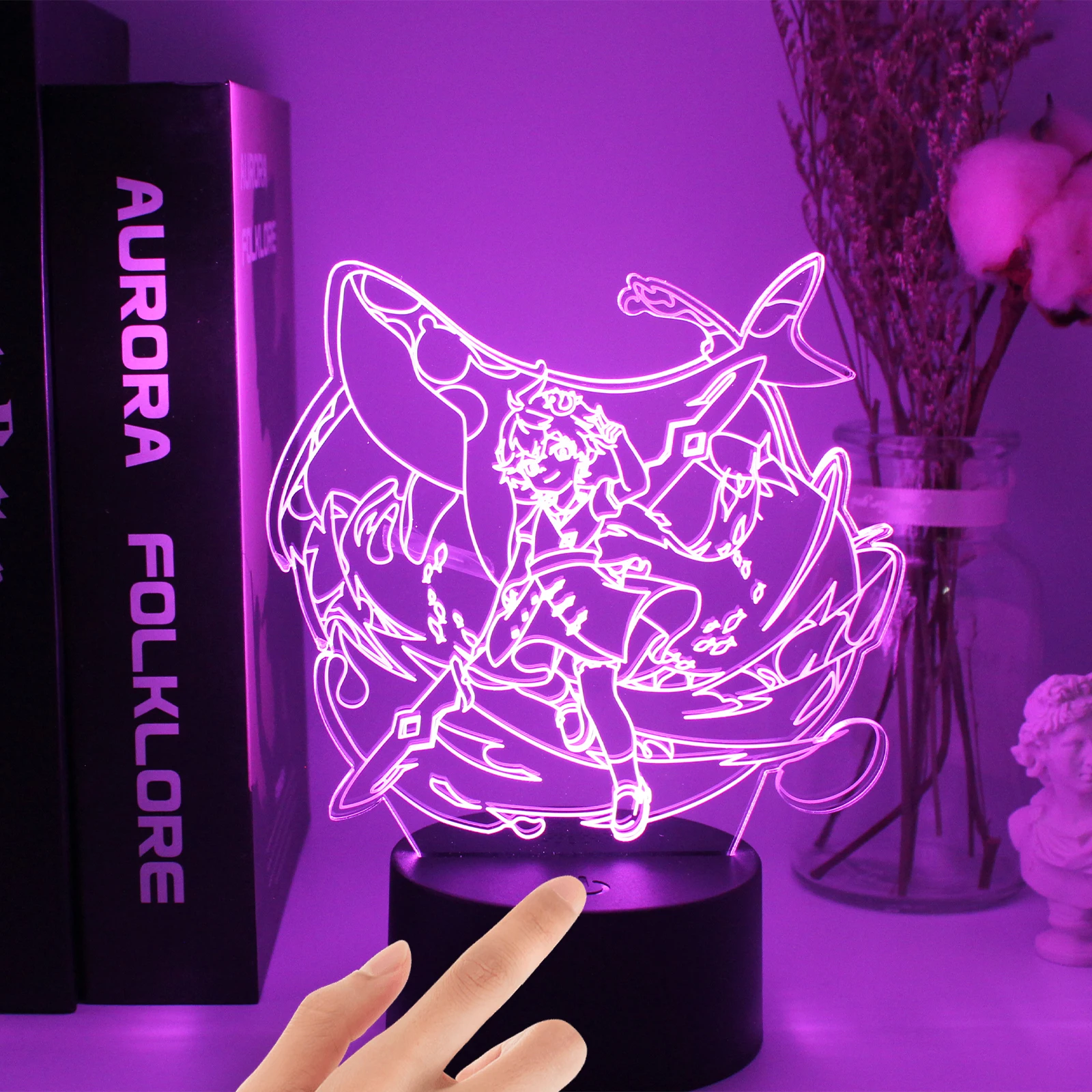 

Acrylic Table Lamp Anime Genshin Impact for Home Room Neon Decor Light Cool Kid Child Gift Hu Tao Figure 3D Night Lights Bedside