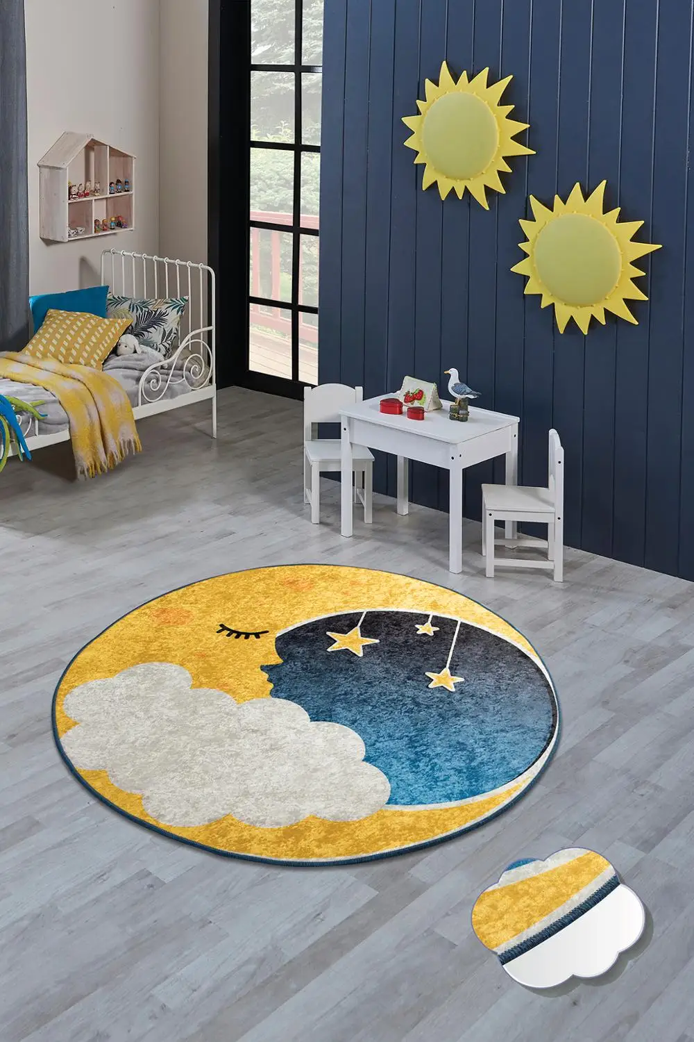 

Antdecor moon Themed Round Bath Rug Area Rug Round Rug 40" 100 cm