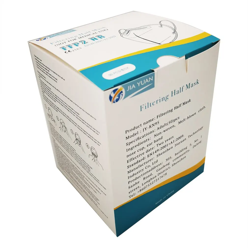 

50 PCS 5-layer FFP2 mask Mouth Maske Safety Maskssoft 95% Filtration Dustproof Safety mask ffp2mask anit dust CE certification