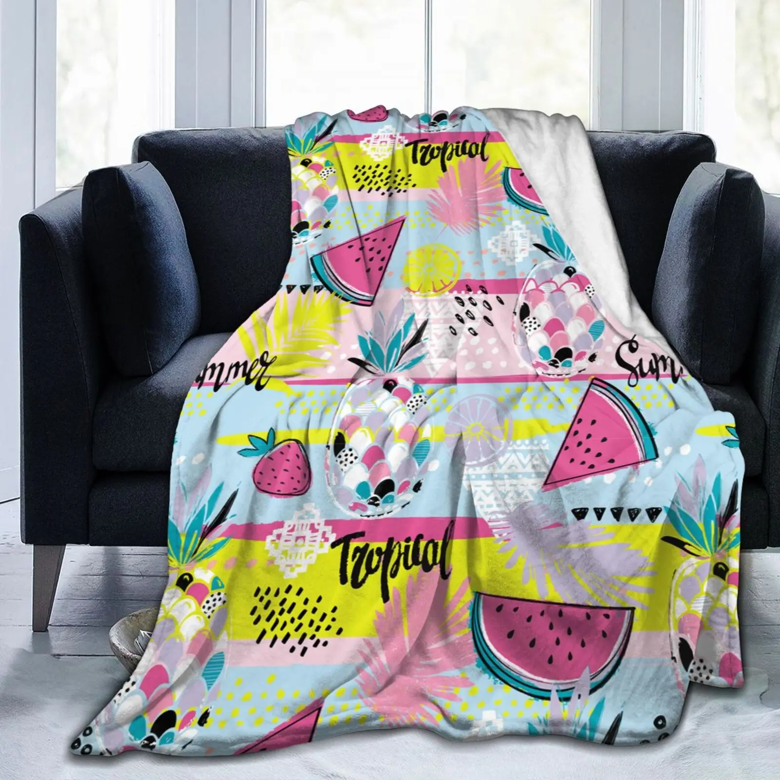 

Hello Summer Fancy Decorative New Age Tie Dye Soft Cozy Fleece Blanket Dropship Wholesale Family Winter Flannel Throw Homedecor
