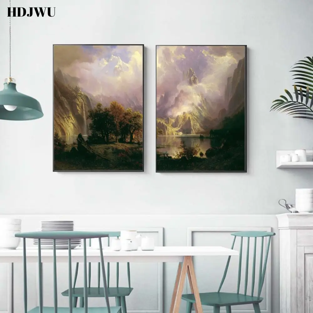 Peacefully Forest With Lake Landscape Oil Painting Wall Picture Printing Posters for Living Room Hotel Decor DJ93 | Дом и сад