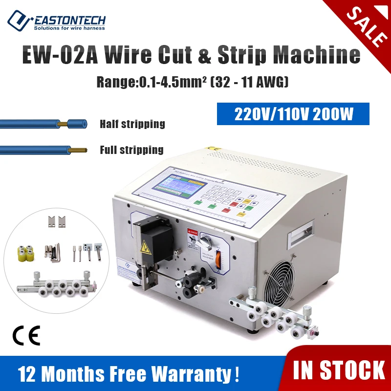 

EASTONTECH Model EW-02A Automatic Computer Wire Cutting And Stripping Machine 0.1-4.5mm2 Freeshipping