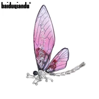 baiduqiandu resin dragonfly brooches for women pink green purple 3 colors insect animal brooch pins clothes jewelry