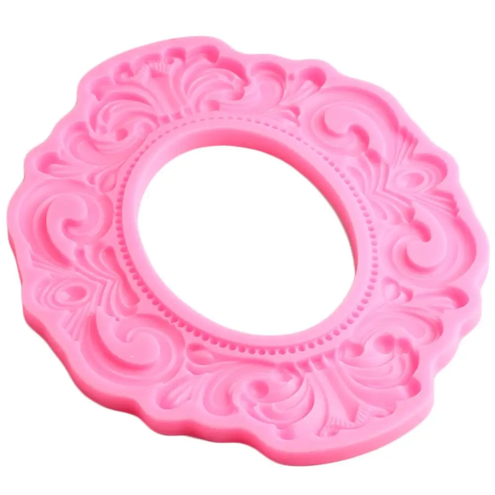 

3D Craft European Vintage Photo Mirror Frame Silicone Mould Cake Border Fondant Molds Polymer Clay Mold Cake Decorating Tools