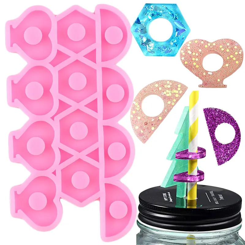 

Super Glossy Resin Silicone Straw Topper Attachments Mold Keychain DIY Necklace Jewelry Making Epoxy Crafting Pendant Molds