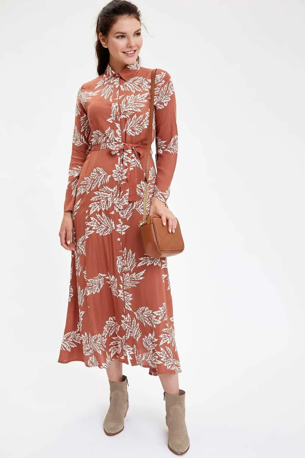 Дефакто Женская тканая Dress M7585AZ19AU с длинным рукавом|Женские платья| |