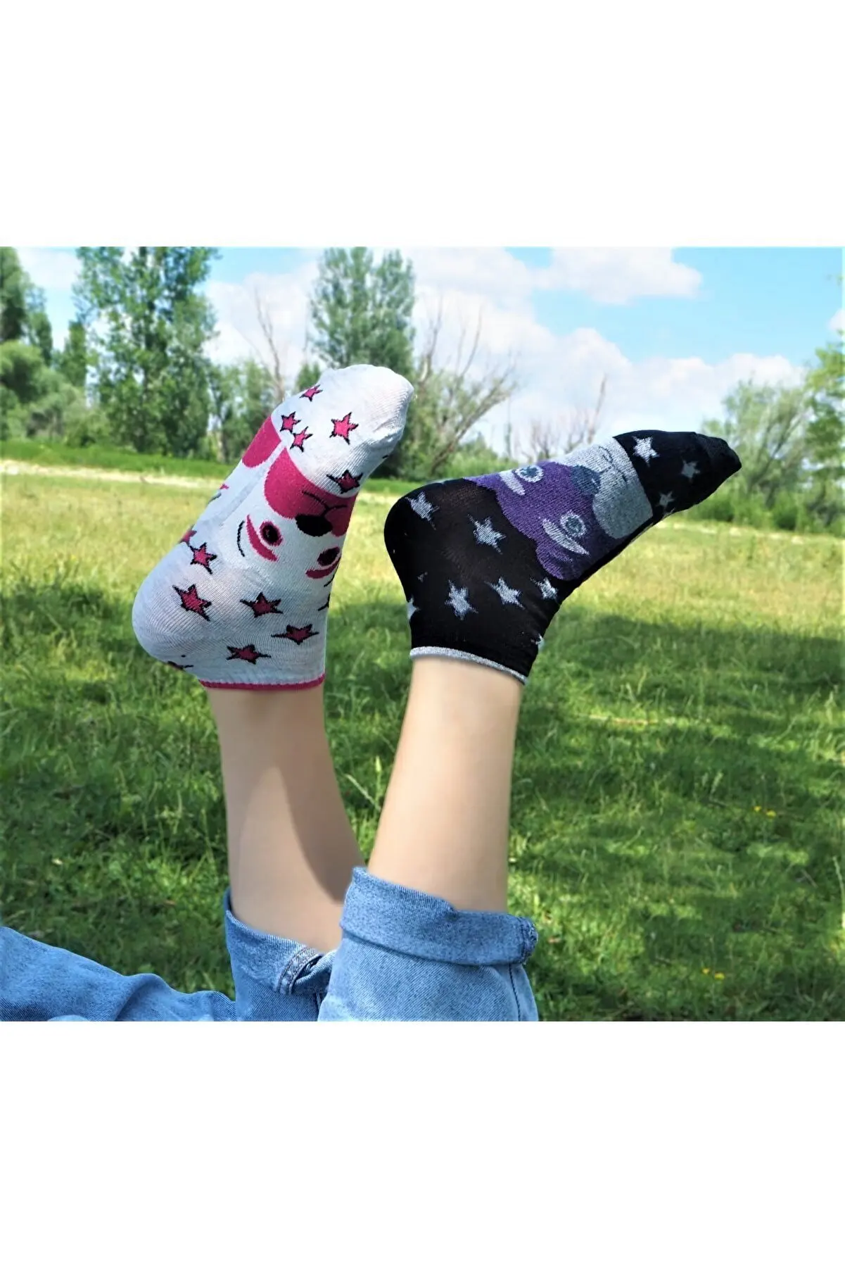 Women's 4 Pack Mixed Colored Dog Booties Socks