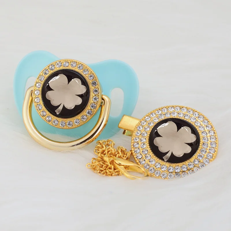 MIYOCAR золотые милые Золотые листья красивые блестки пустышка и Клип BPA бесплатно