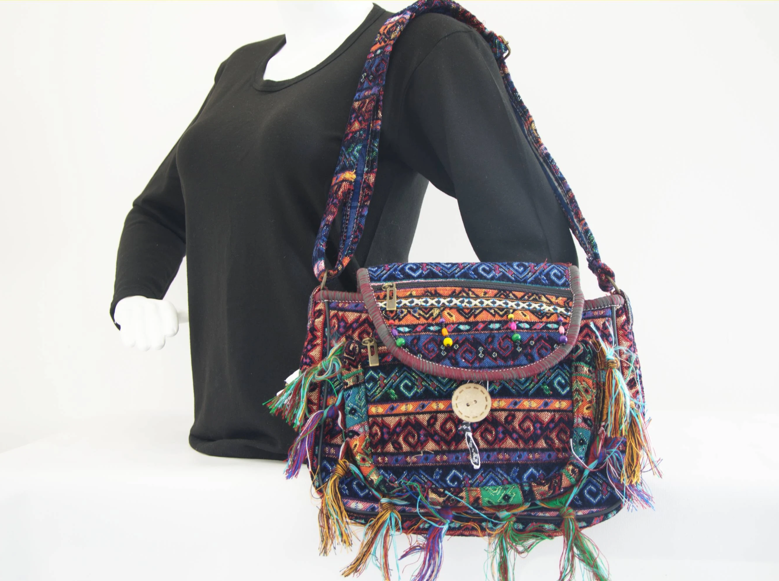 

Turkish Multicolor Kilim Tassel Shoulder Bag, Turkish Kilim Bag, Oriental Bag, Kilim Pattern Bag, Travel Bag, Carpet Bag