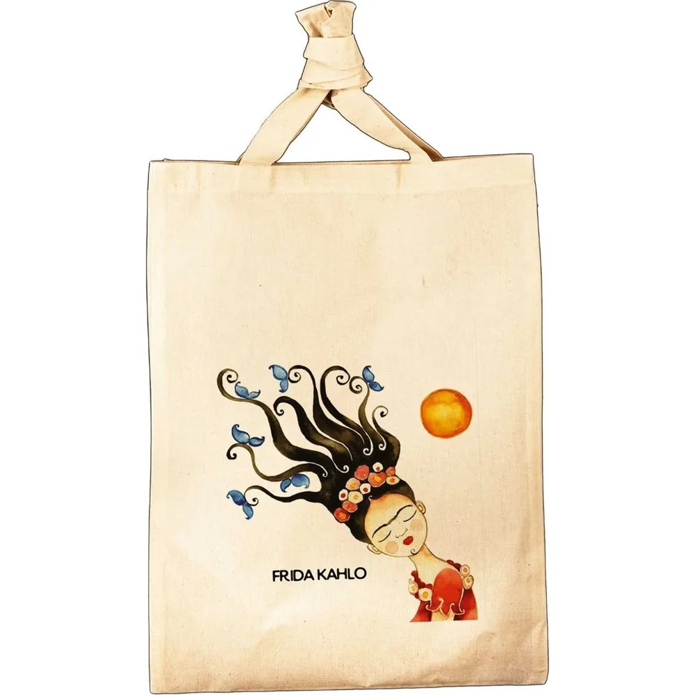 

Kahlo Frida Printed Washable Raw Cloth Shopping Bag Vintage Useful Handbag Shopping Bag