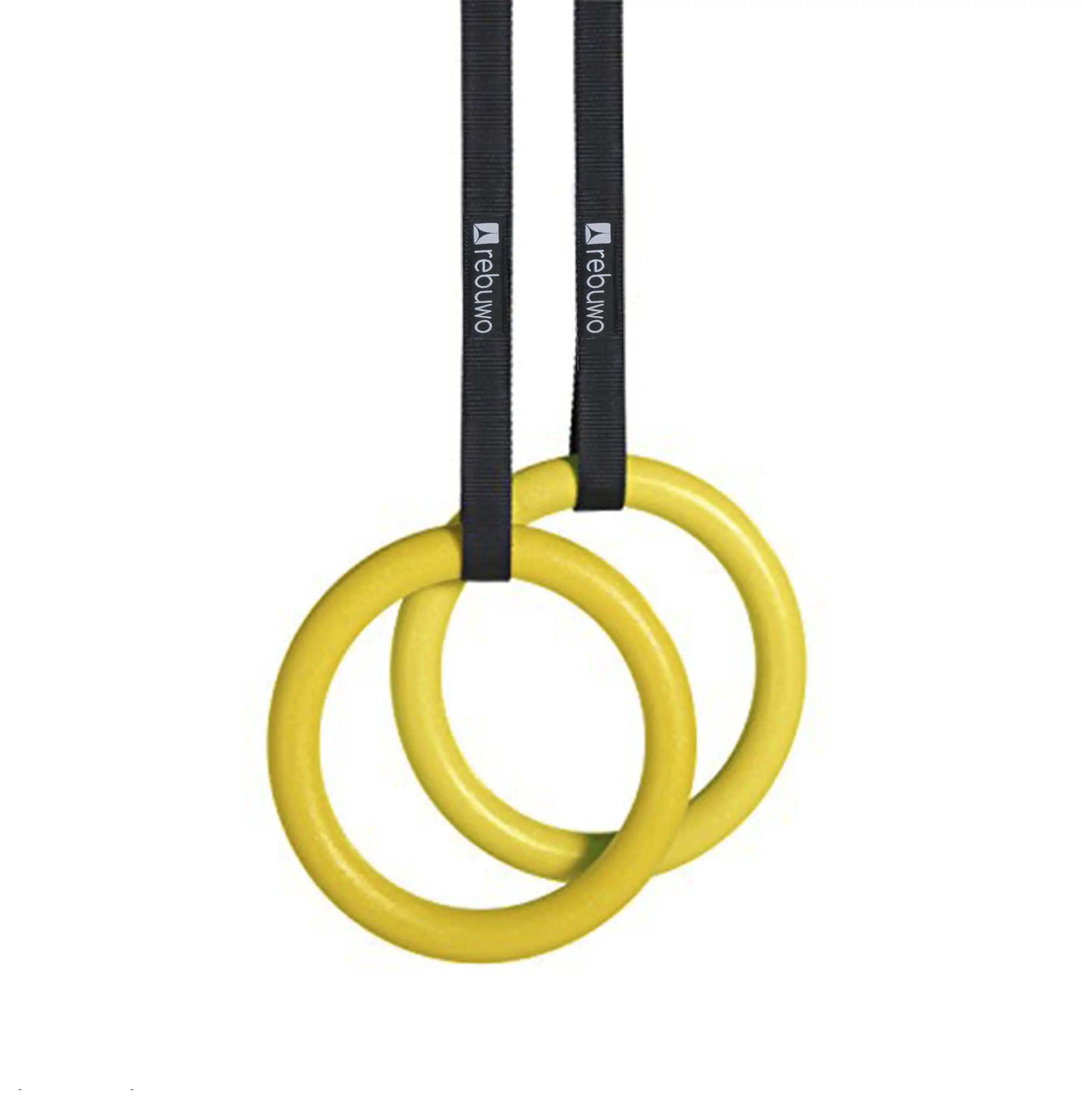 

Rebuwo Yellow Gymnastics Rings adjustable straps workout gym fitness workout equipmen