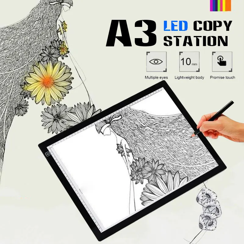 

Larger A3 Digital Graphics Tablet Drawing Tablet LED Light Box Pad Electronic USB Tracing Art Copy Board Writing Painting Table