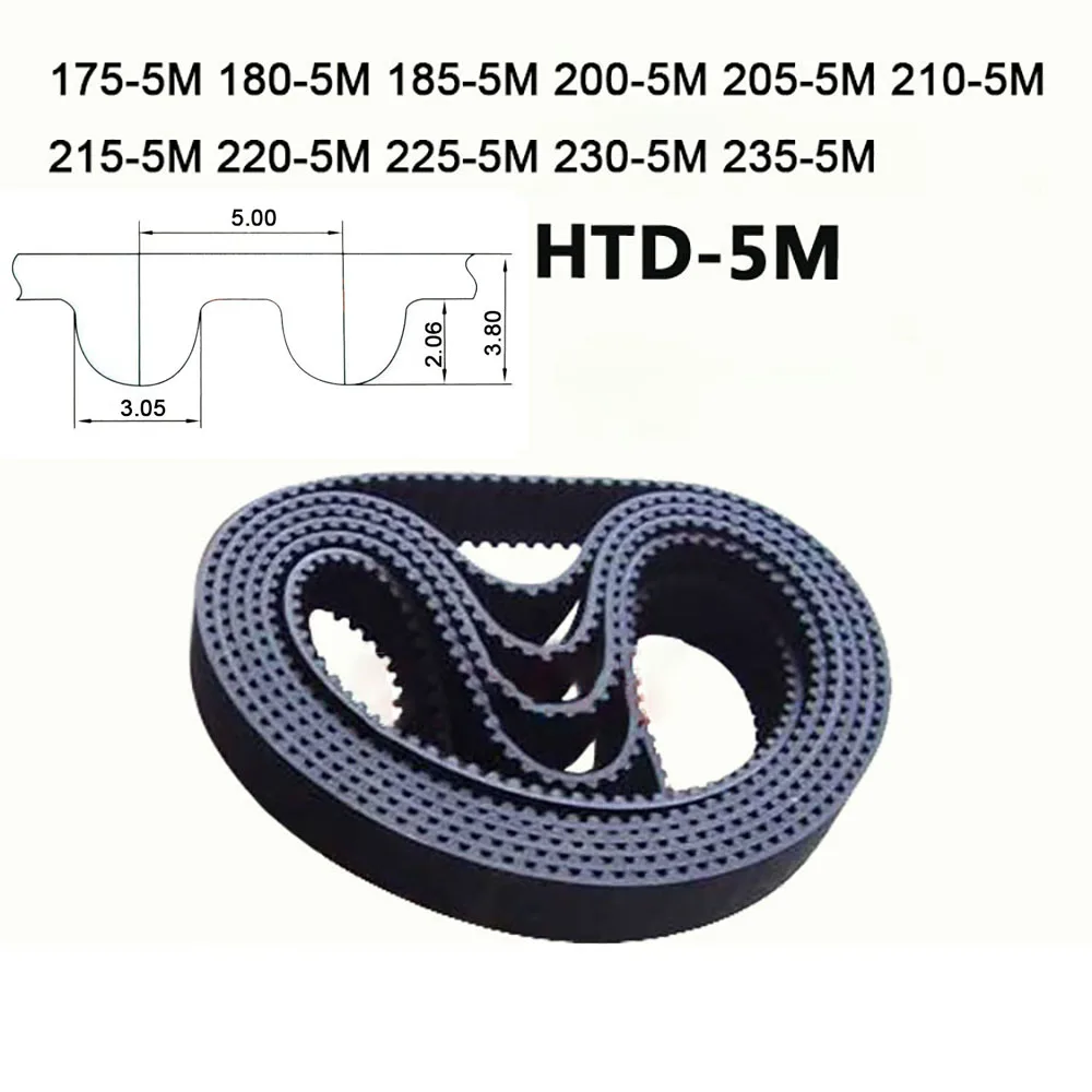

HTD 5M Width 10 15 20 25 30mm Rubber Synchronous Timing Belt Pitch Length 175 180 185 200 205 210 215 220 225 230 235mm
