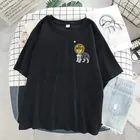 Футболка женская с принтом хаски, Повседневная рубашка в стиле Харадзюку, с коротким рукавом, цвет черный