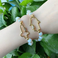 5pcslot custom size freshwater pearl match cz cross hamsa clasp elastic bead bracelet