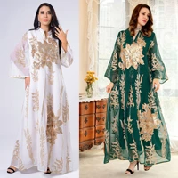 exotic gold sequin embroidery muslim women dubai arab eid luxury ladies party dress for muslim