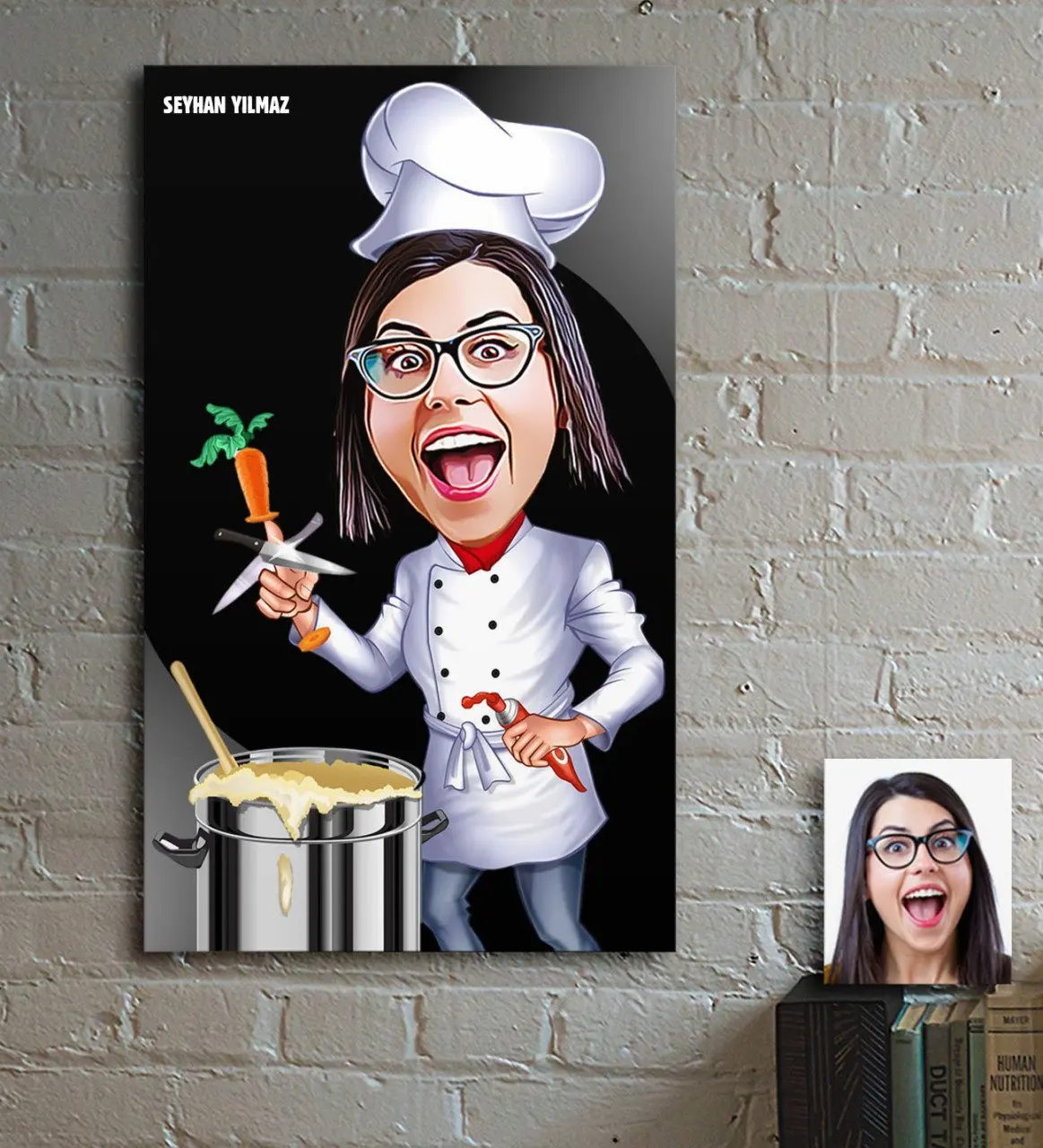 Personalized Women 'S Chef Cartoon Wooden Table-1