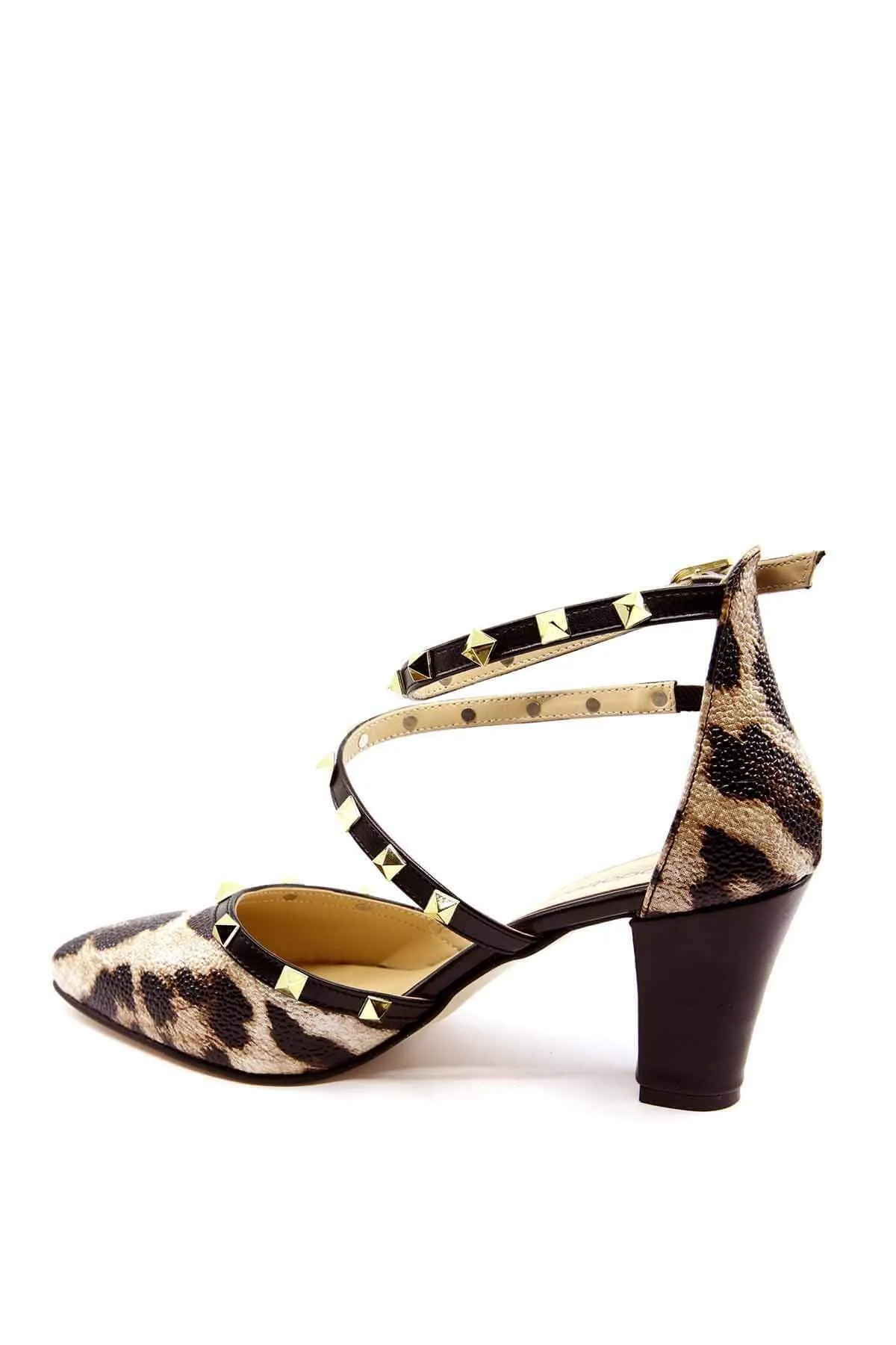 

New Season Women's Heeled Shoes Stone Detailed Pointed Toe Fashion Woman