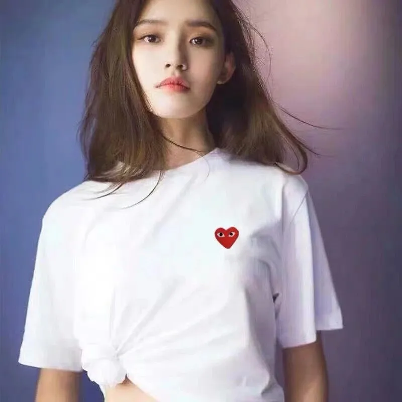 

2021 Simple Tee Heart Shape Family T-shirts Clothes White Crop Cotton Top For Women Man Children Short Sleeve T-shirt Drop Ship