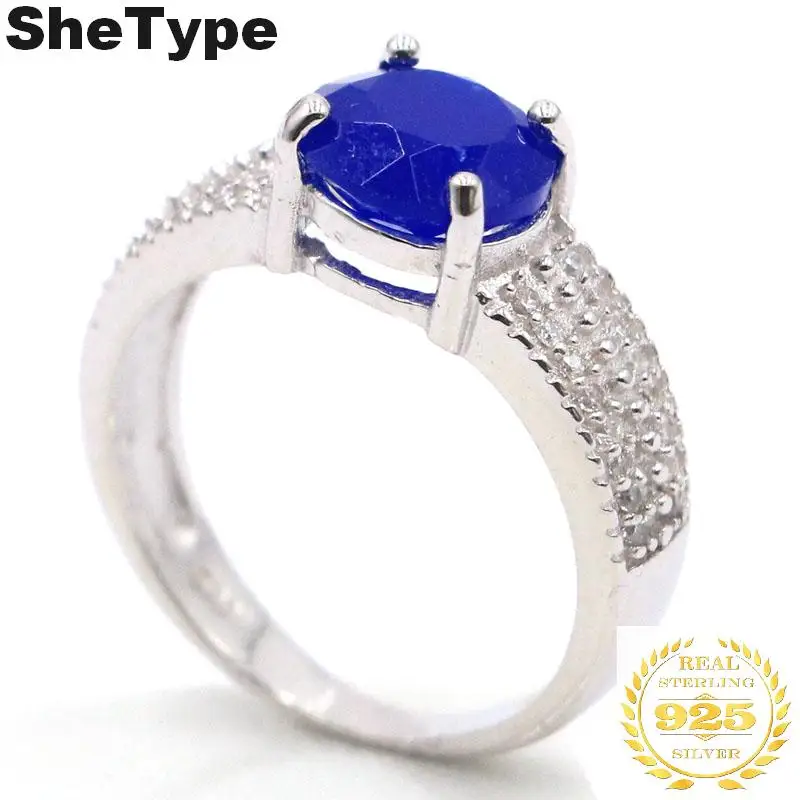 8x8 мм США sz 8,5# SheType 3,2 г элегантный настоящий Синий Сапфир натуральный CZ подарок для сестры 925 Твердые кольца из стерлингового серебра