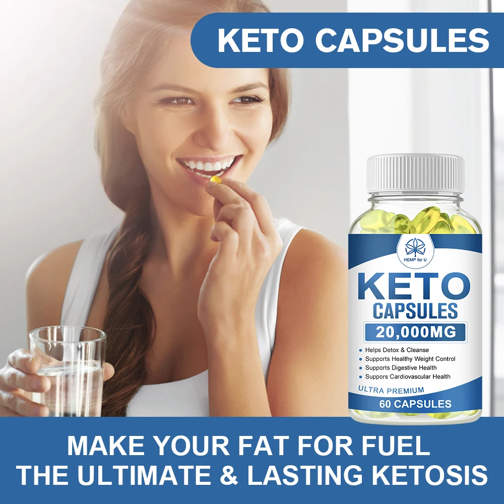 

HFU 60pcs Keto Capsules Natural Slimming Detox Loss Weight Products Relieve Pain and Anxiety Improve Sleeping Dietary Supplement