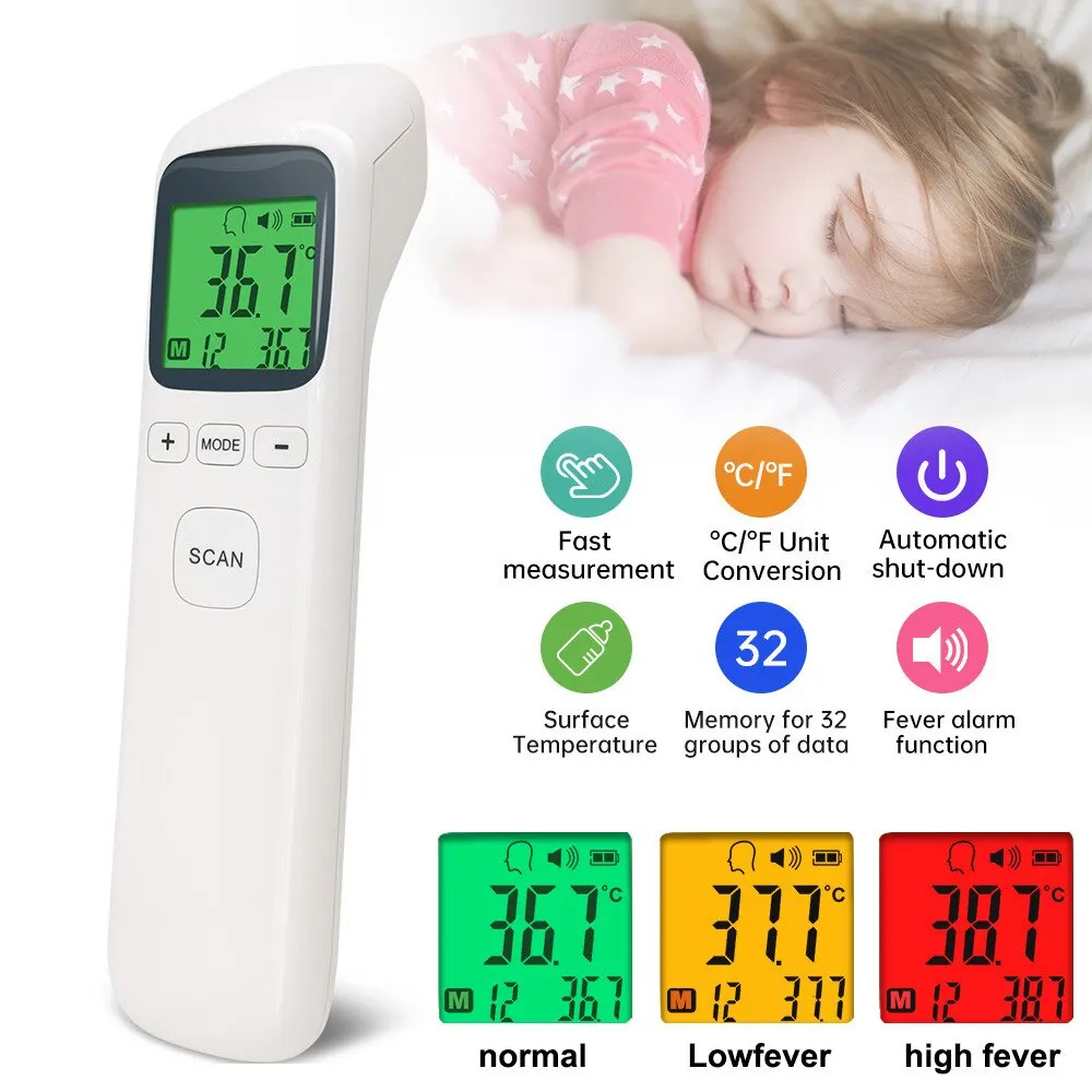 

Forehead Ear Digital Thermometer Non-Contact Body Termometro Infrared LCD Adult Body Fever Children Temperature Measure Tool