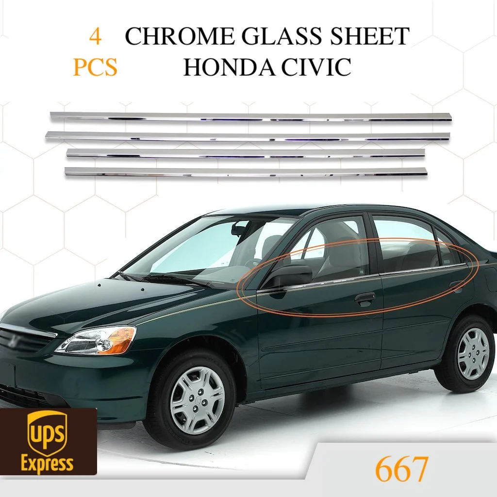 

FOR HONDA CICIV 1996 1997 1998 1999 2000 2001 MODEL BRAND CAR JAPANESE PREMIUM QUALITY 4 PCS CHROME GLASS ÇİTA STRIP SHEET PROTECTION LUX