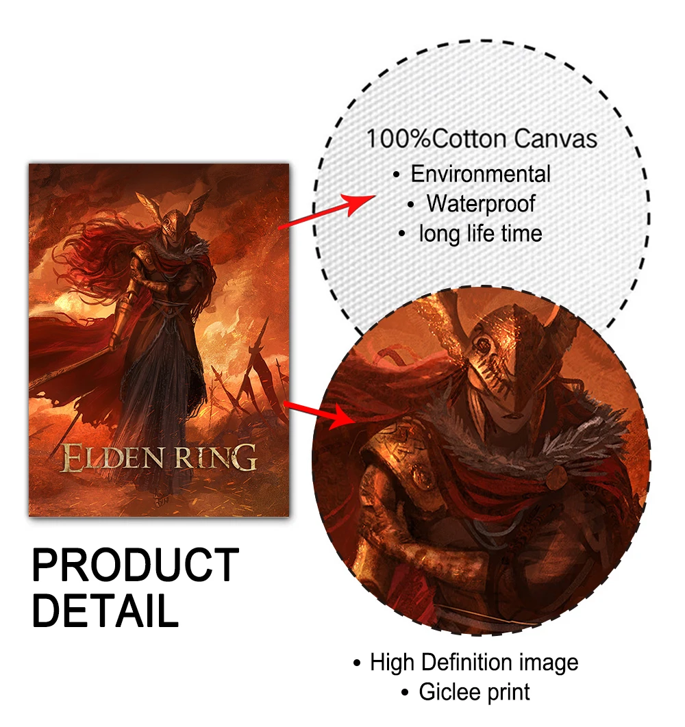 Картина Elden кольцо постеры и принты для видеоигр настенная на холсте в стиле