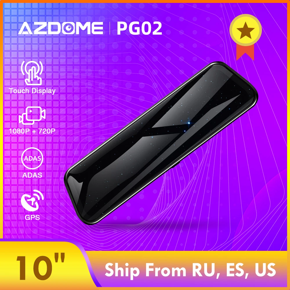 AZDOME PG02 1" зеркальный сенсорный видеорегистратор для потоковой передачи данных ADAS двойной объектив камера заднего вида ночное видение 1080P Автомобильный рекордер для Uber